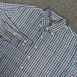 Peter‎ Millar Shirt Mens 2XL Button Down Plaid Silk Blend Long Sleeve